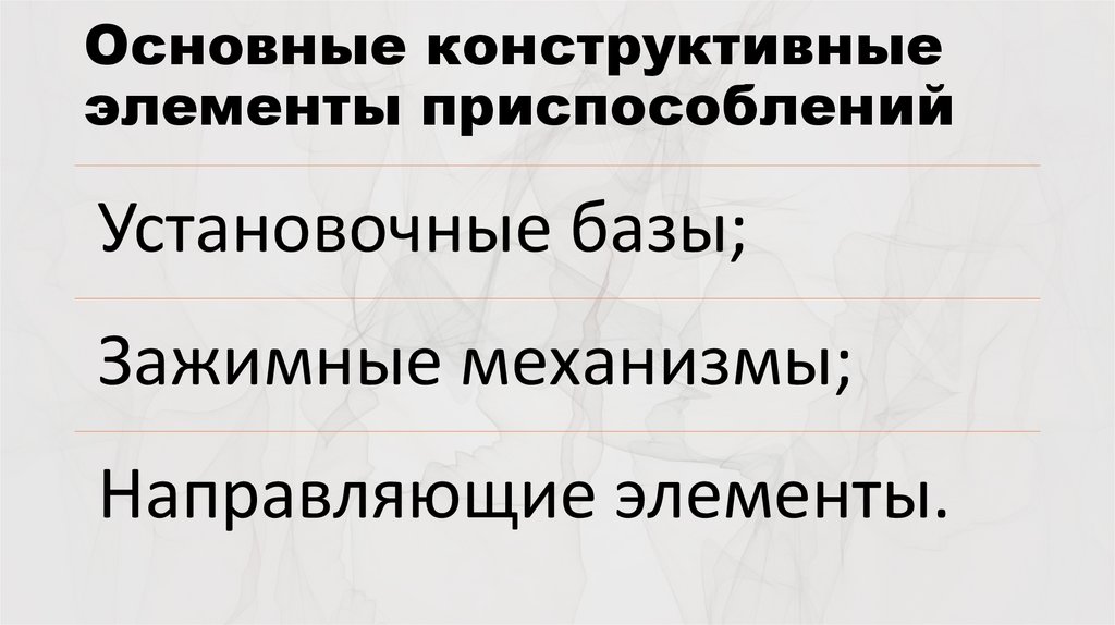 Основные конструктивные элементы приспособлений
