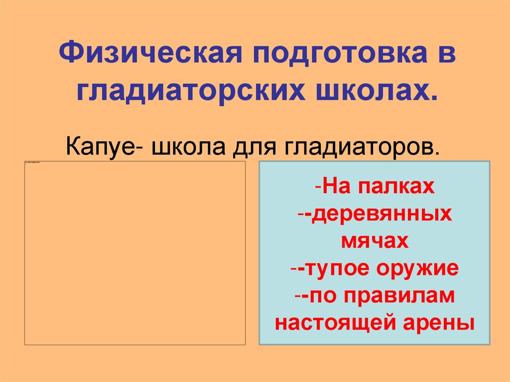 Физическая подготовка в гладиаторских школах.