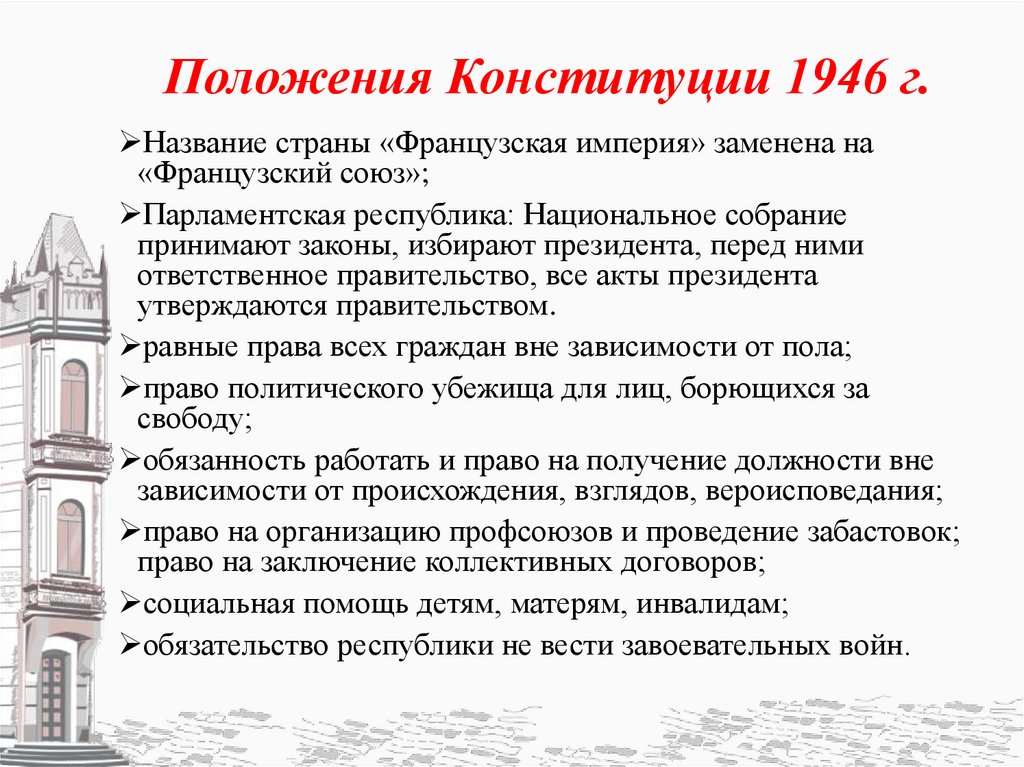 Положения Конституции 1946 г.