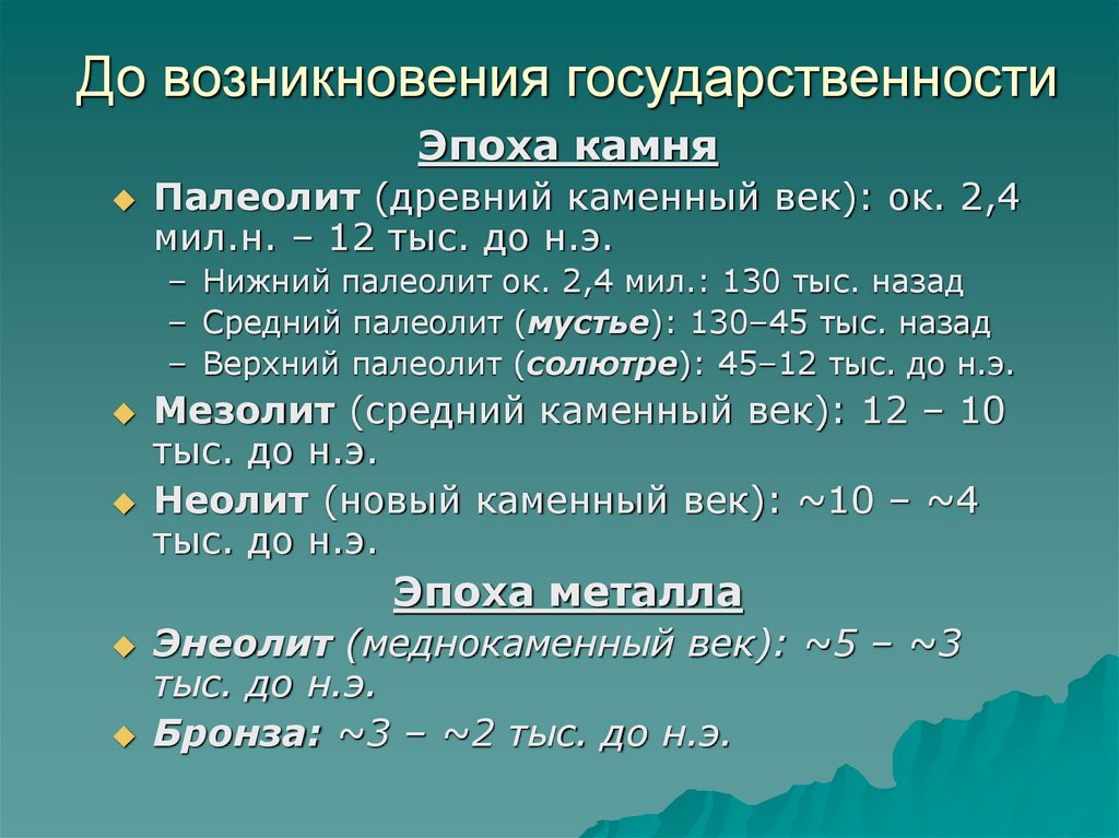 До возникновения государственности