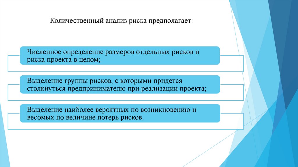 Количественный анализ риска предполагает: