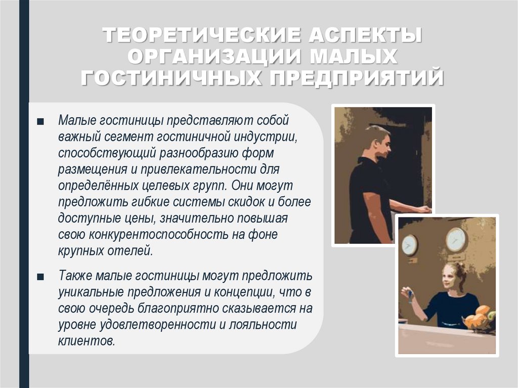 ТЕОРЕТИЧЕСКИЕ АСПЕКТЫ ОРГАНИЗАЦИИ МАЛЫХ ГОСТИНИЧНЫХ ПРЕДПРИЯТИЙ
