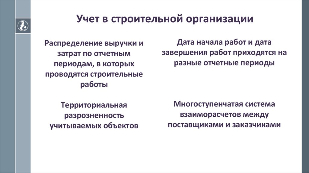 Учет в строительной организации