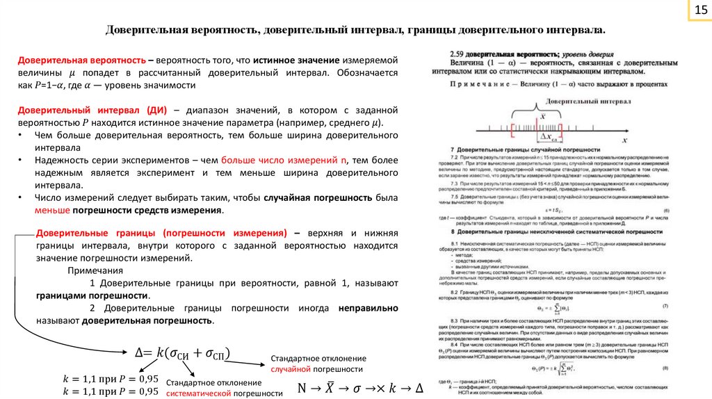 Доверительная вероятность, доверительный интервал, границы доверительного интервала.