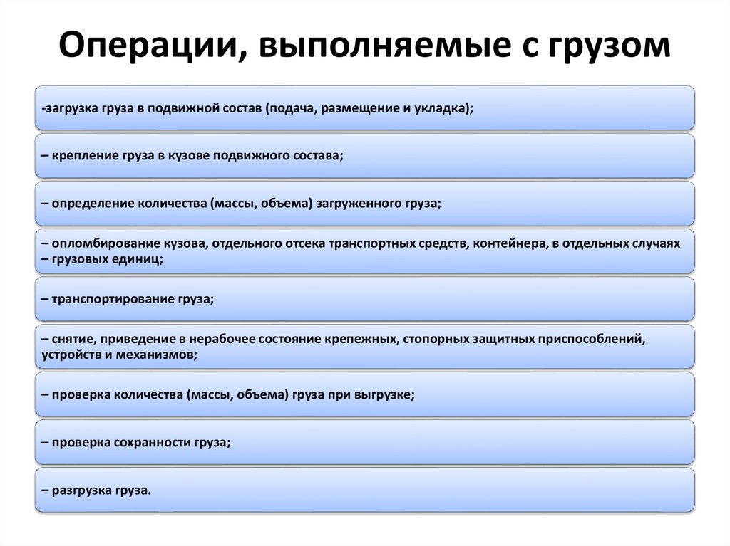 Операции, выполняемые с грузом