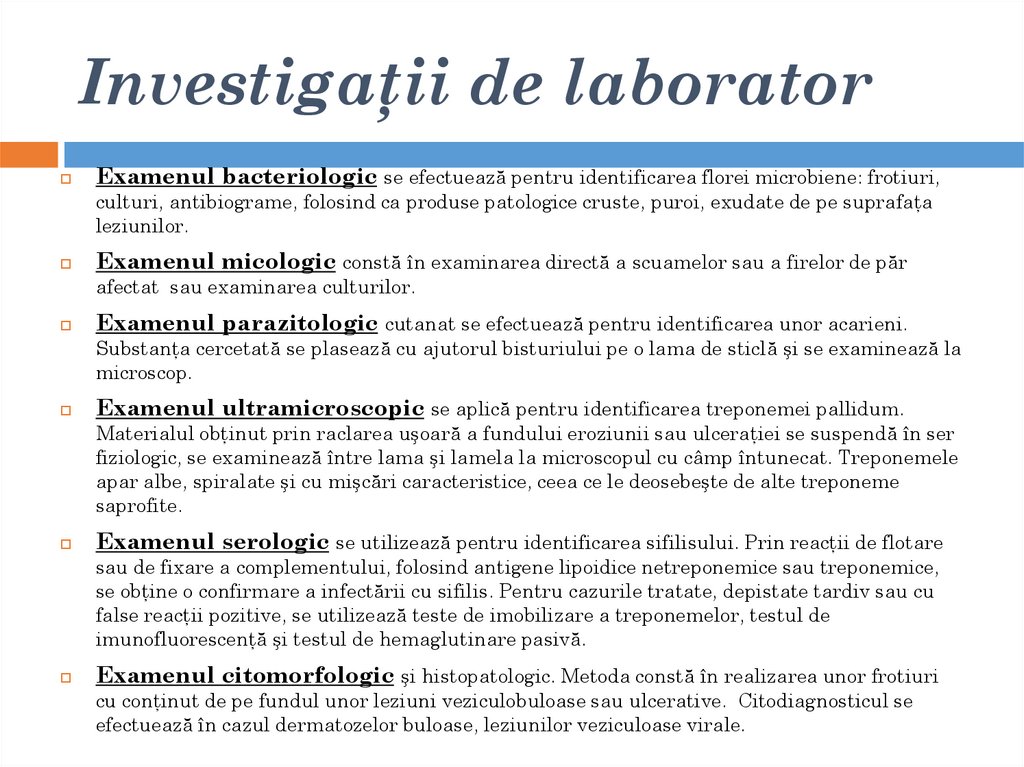 Investigaţii de laborator