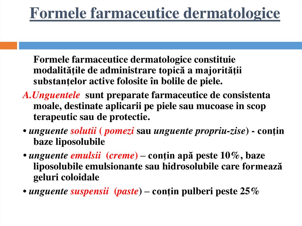 Formele farmaceutice dermatologice