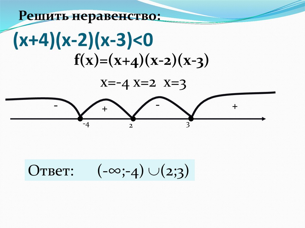 (х+4)(х-2)(х-3)<0