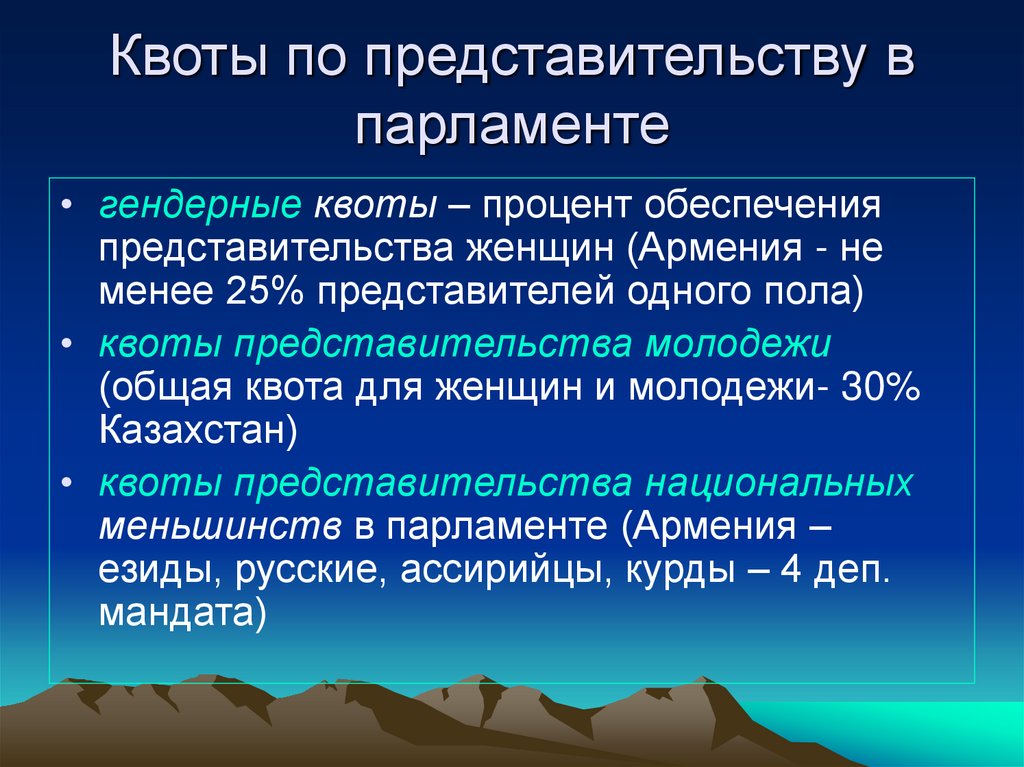 Квоты по представительству в парламенте