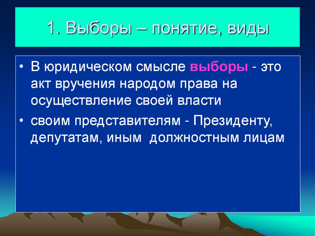 1. Выборы – понятие, виды