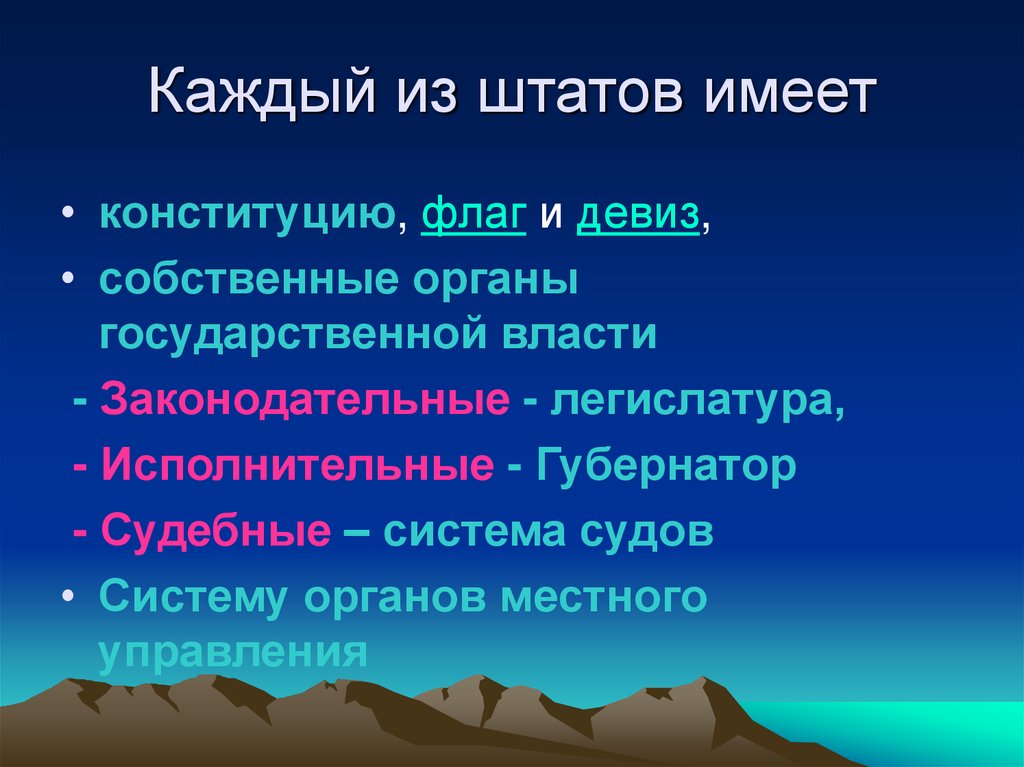 Каждый из штатов имеет