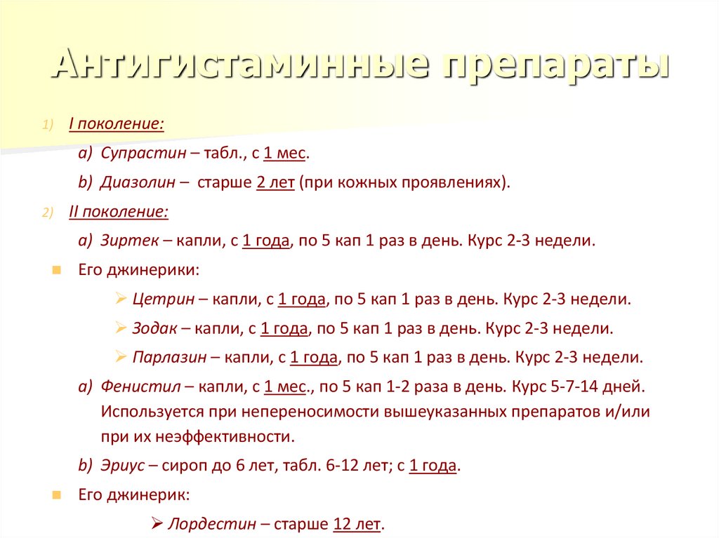 Антигистаминные препараты