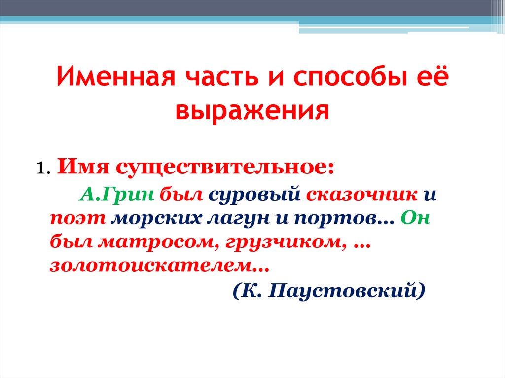 Именная часть и способы её выражения