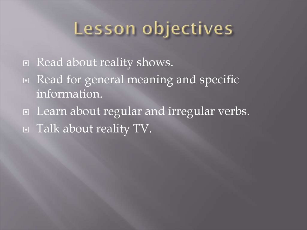 Lesson objectives