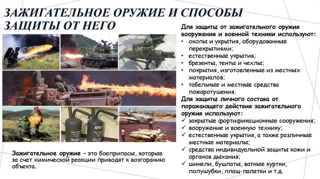 Зажигательное оружие и способы защиты от него