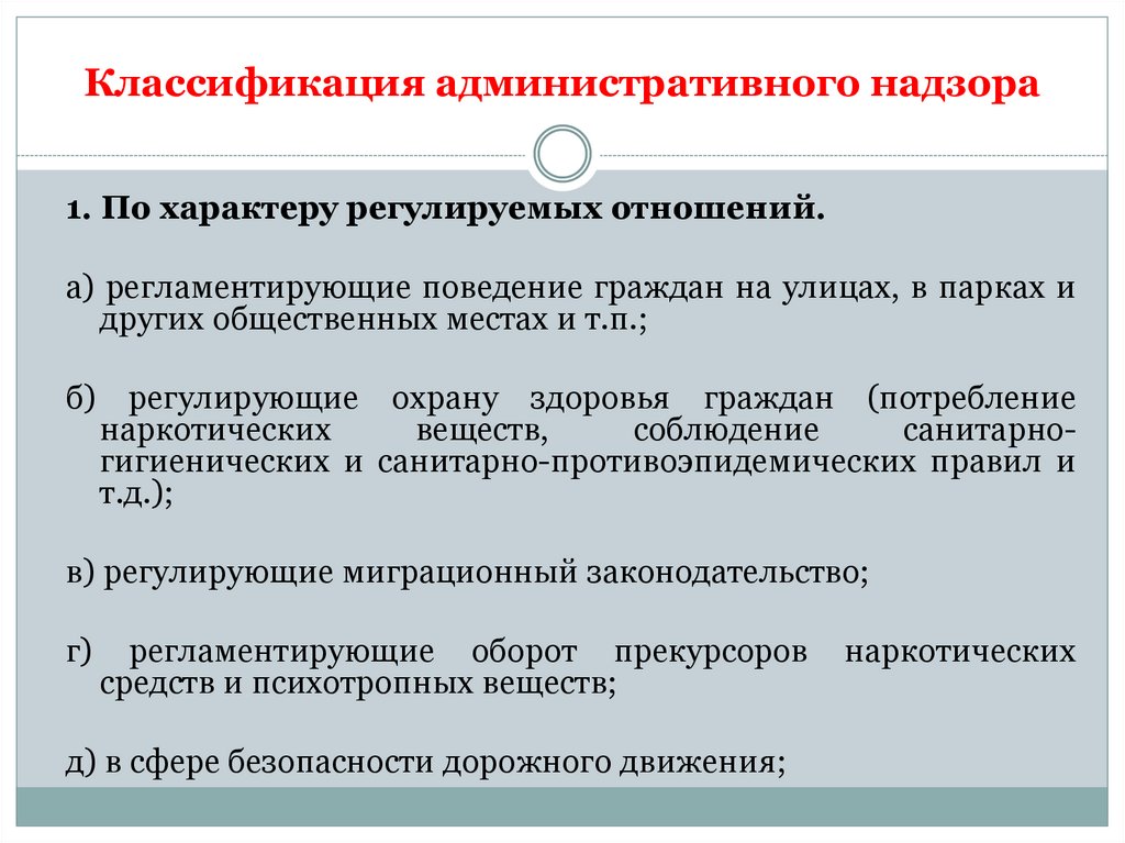 Классификация административного надзора