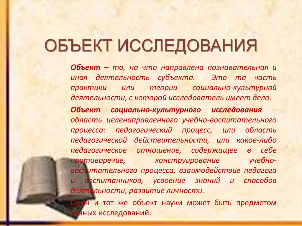 ОБЪЕКТ ИССЛЕДОВАНИЯ