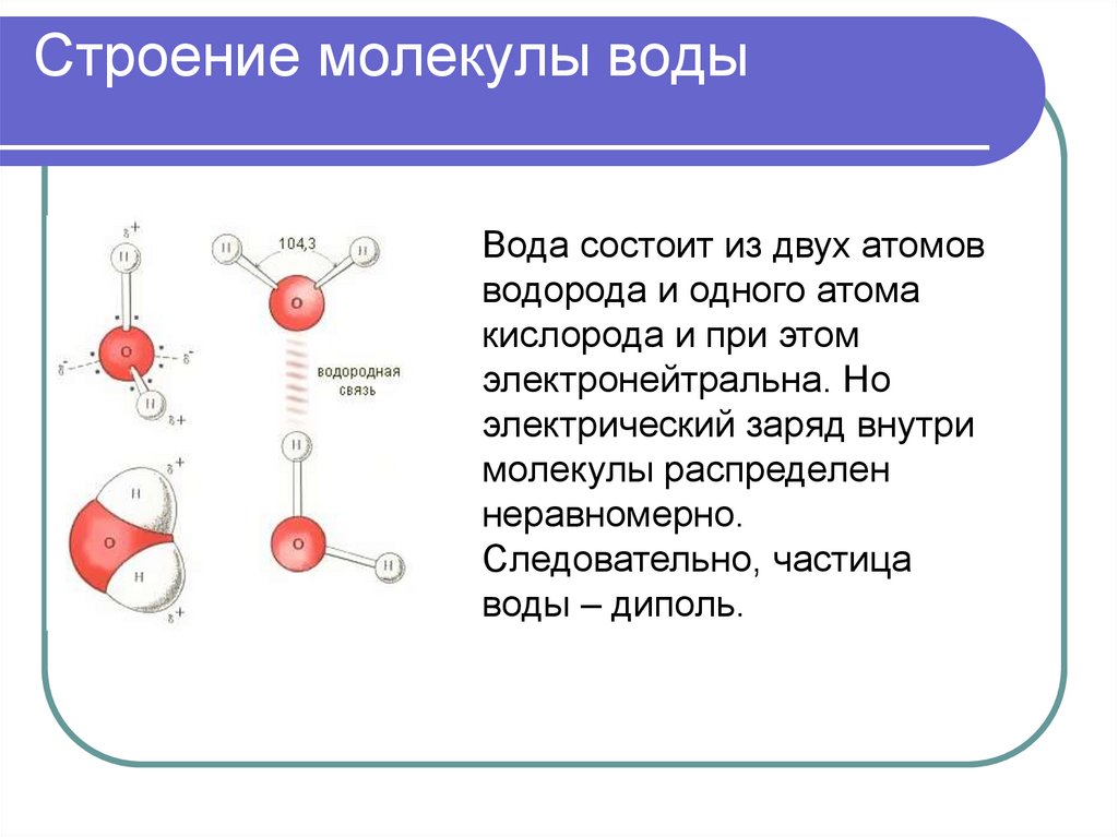 Строение молекулы воды