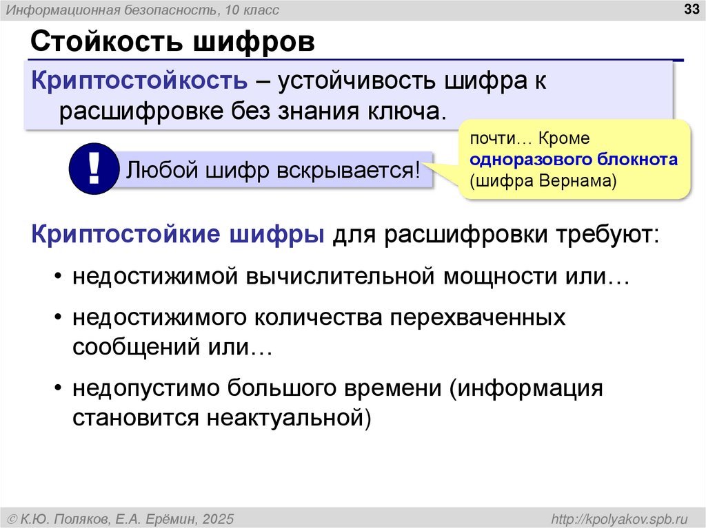 Стойкость шифров