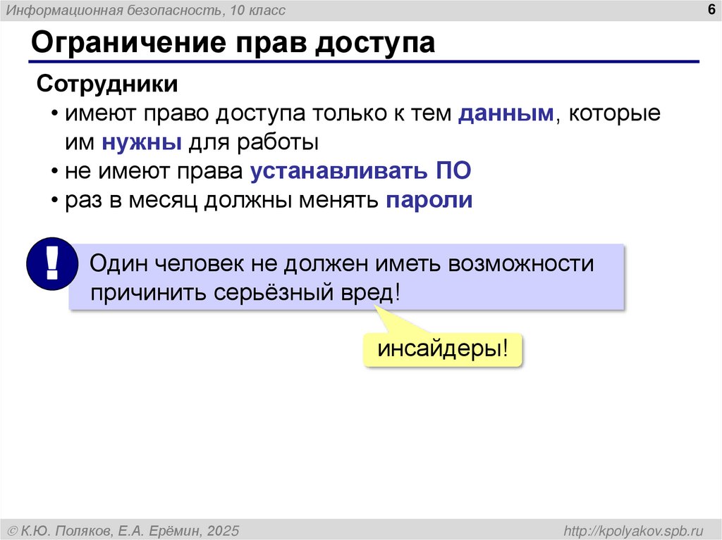 Ограничение прав доступа