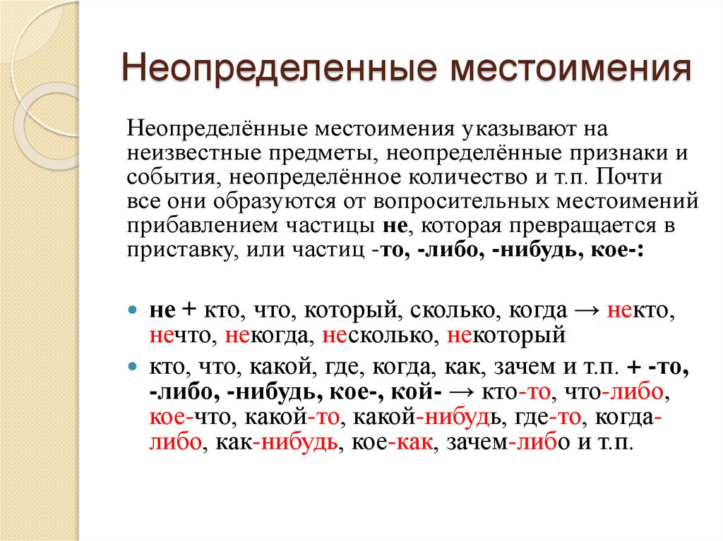 Неопределенные местоимения