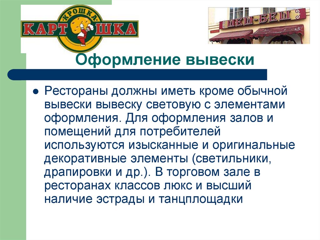 Оформление вывески