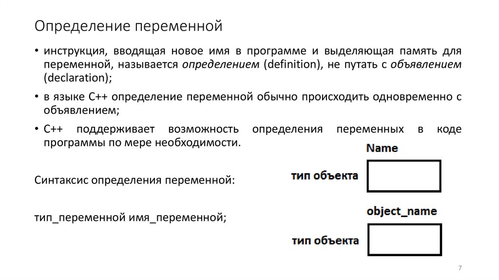 Определение переменной