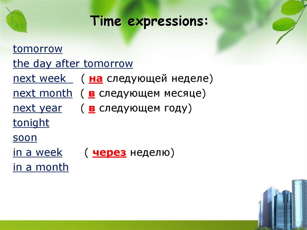 Time expressions: