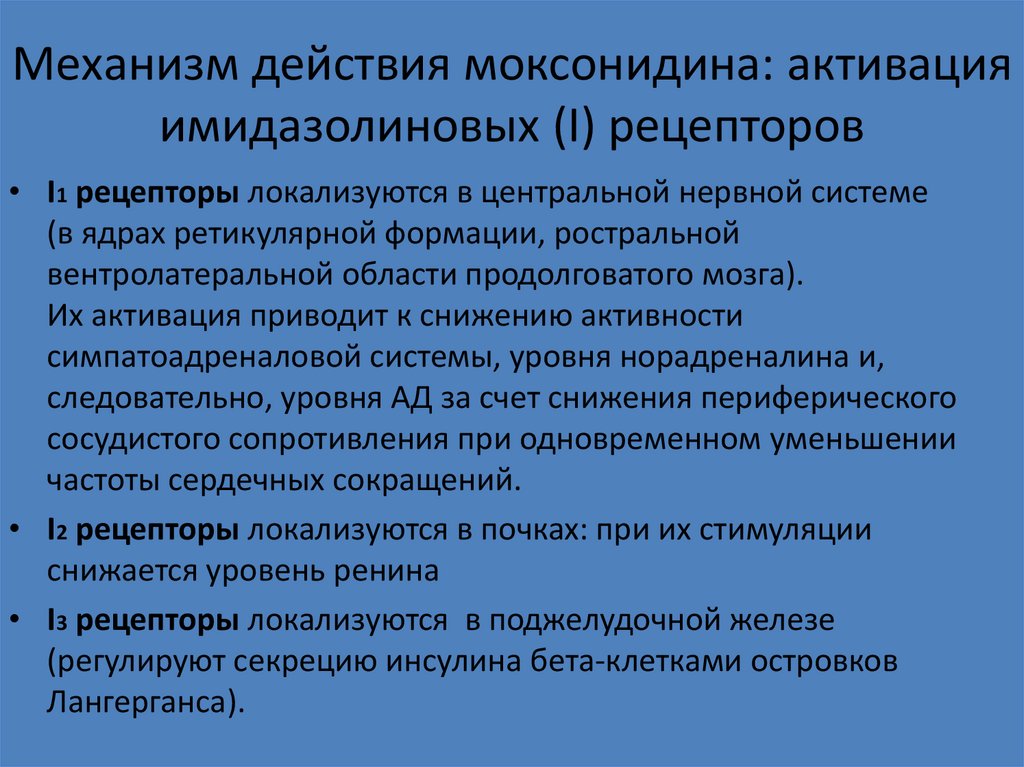 Механизм действия моксонидина: активация имидазолиновых (I) рецепторов