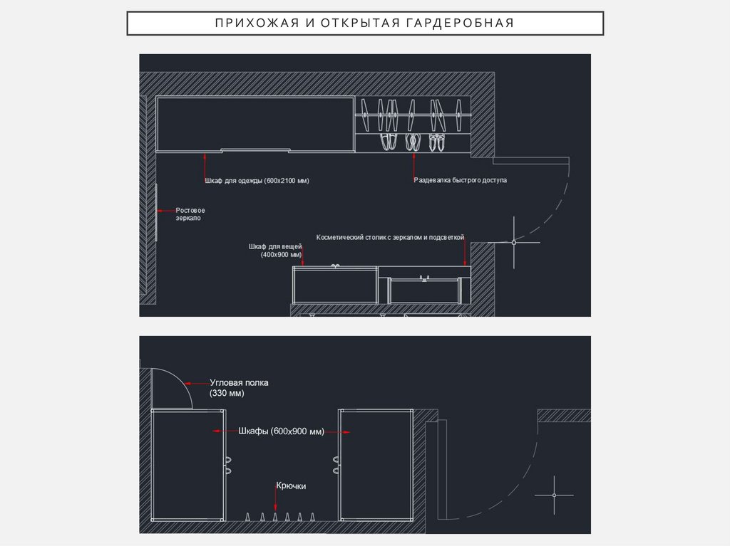 Прихожая и открытая гардеробная