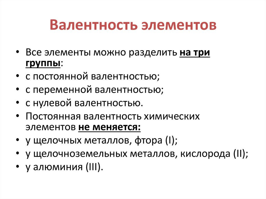 Валентность элементов