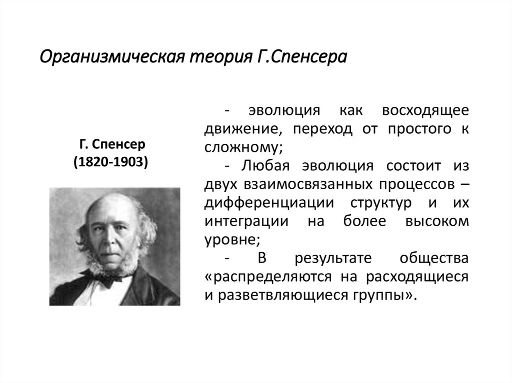 Организмическая теория Г.Спенсера