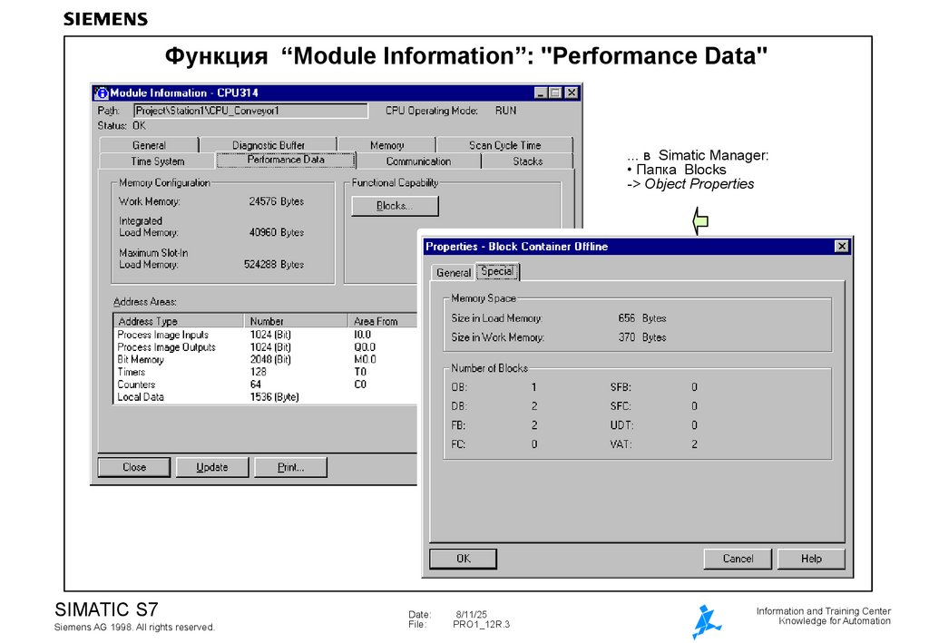 Функция "Module Information": "Performance Data"
