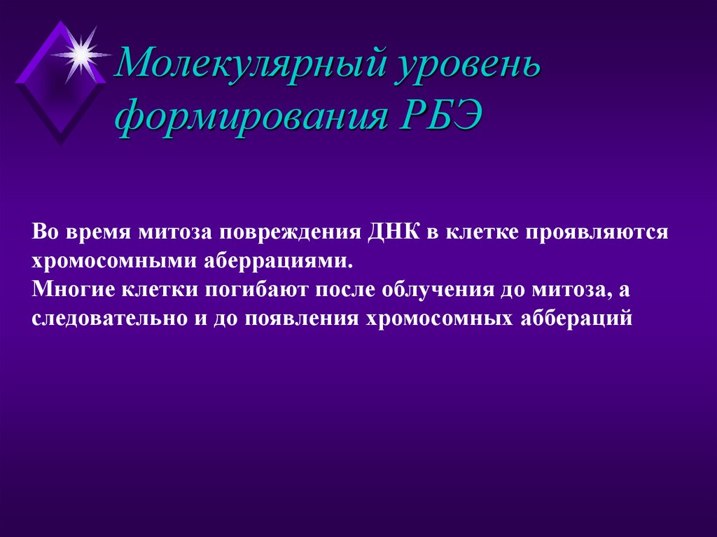 Молекулярный уровень формирования РБЭ