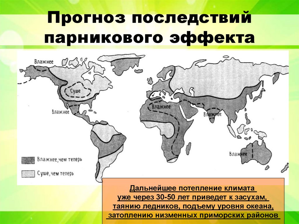 Прогноз последствий парникового эффекта