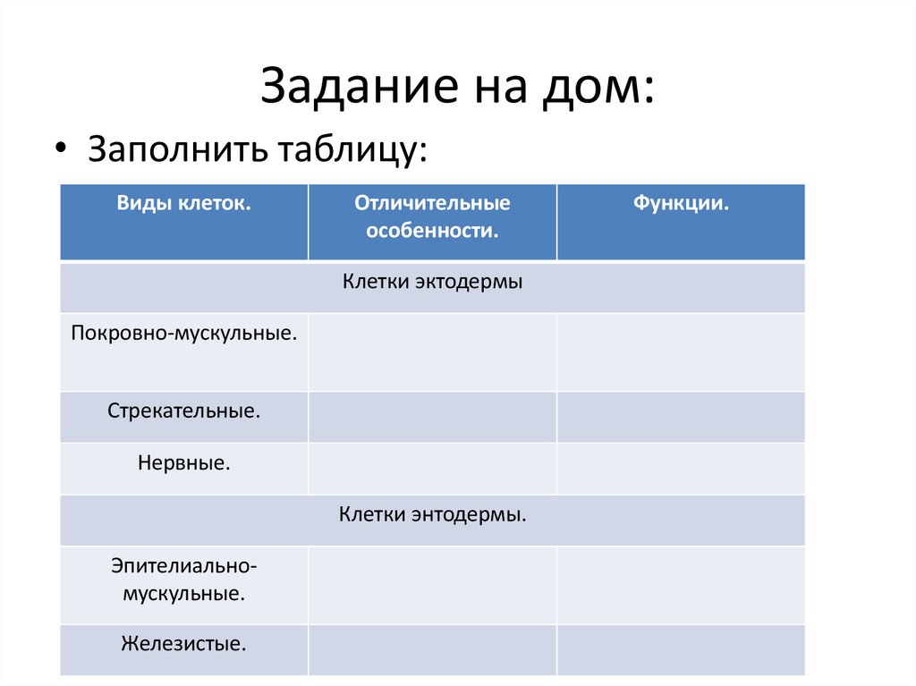 Задание на дом: