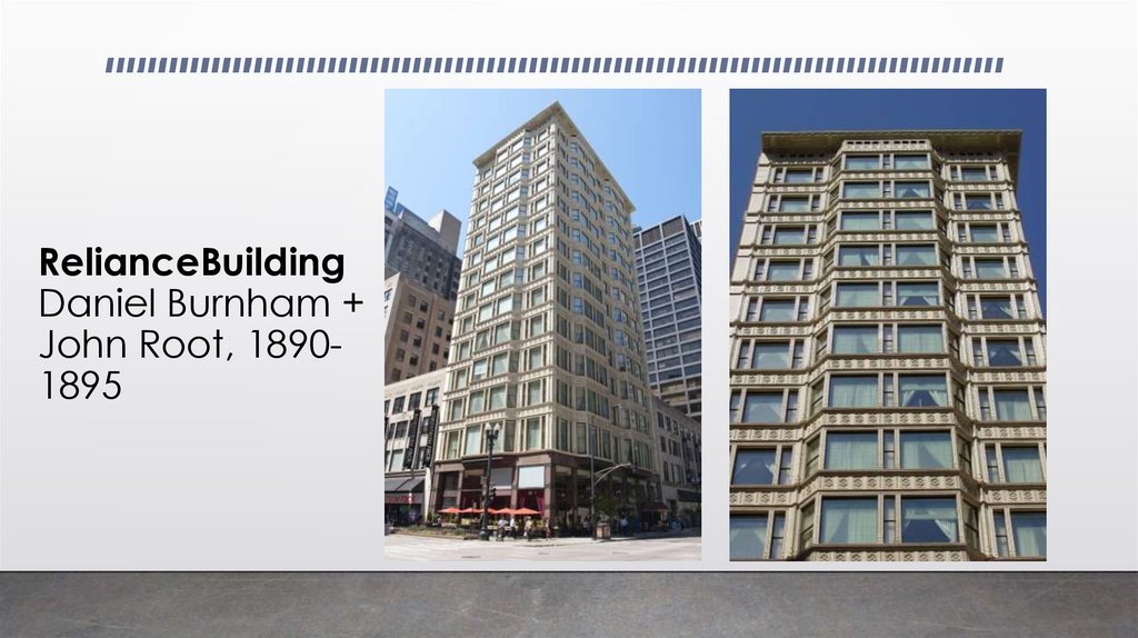 RelianceBuilding Daniel Burnham + John Root, 1890-1895