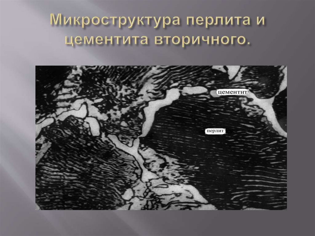 Микроструктура перлита и цементита вторичного.