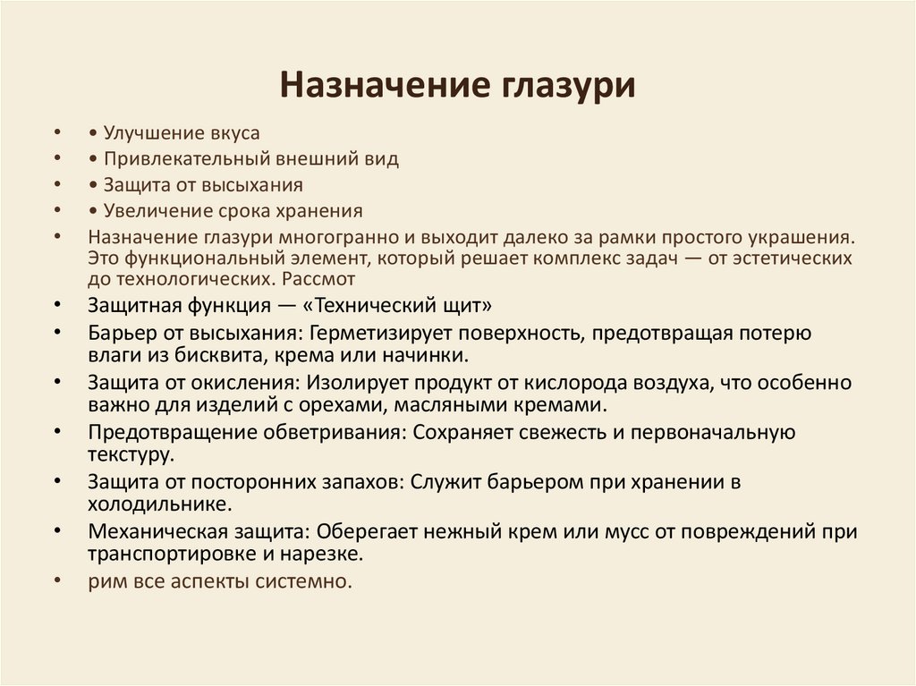 Назначение глазури