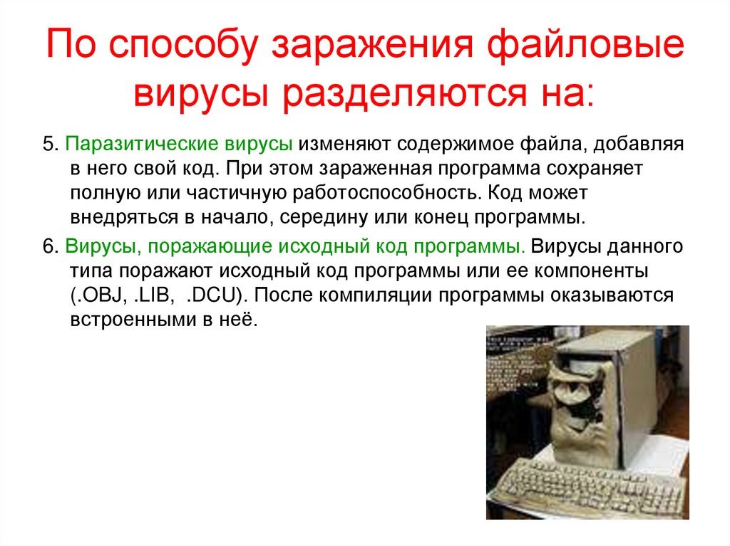 По способу заражения файловые вирусы разделяются на: