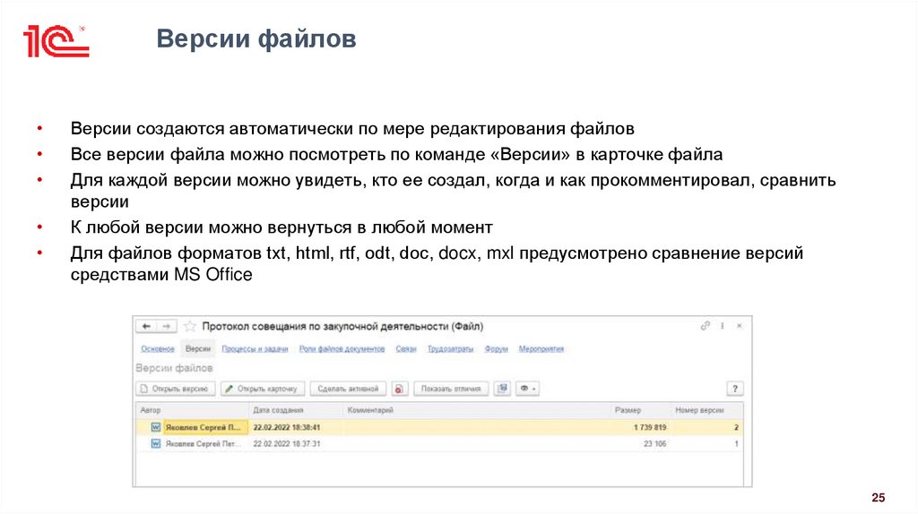 Версии файлов