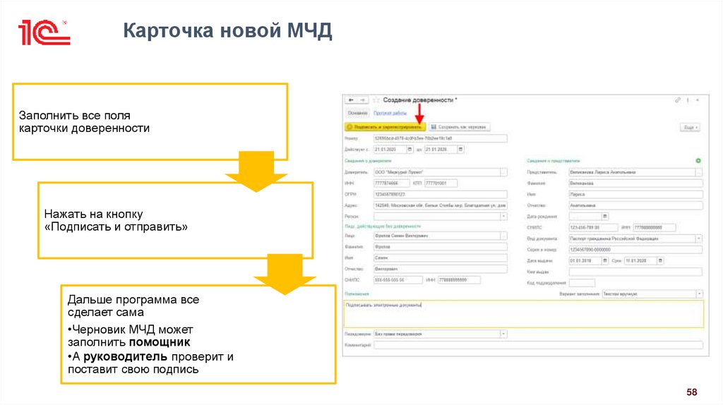 Карточка новой МЧД