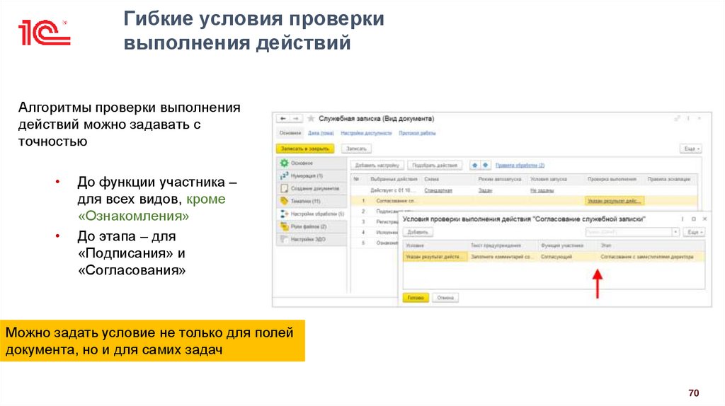 Гибкие условия проверки выполнения действий
