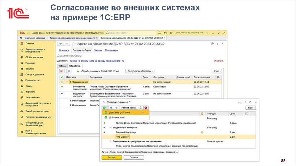 Согласование во внешних системах на примере 1С:ERP