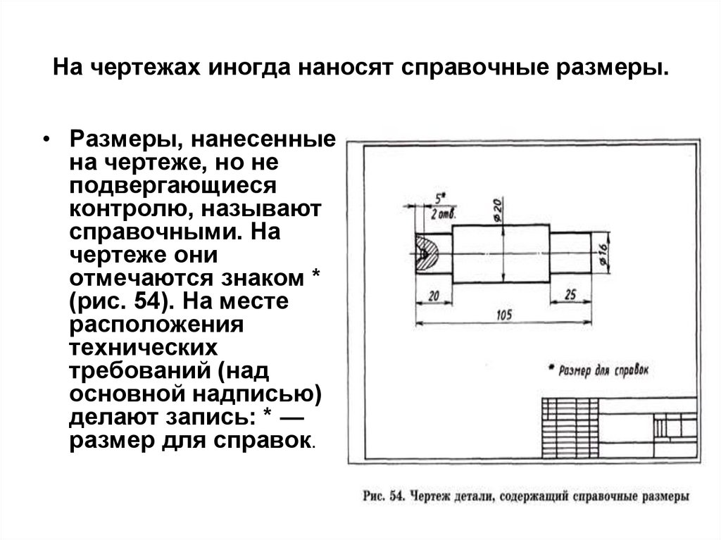 На чертежах иногда наносят справочные размеры.