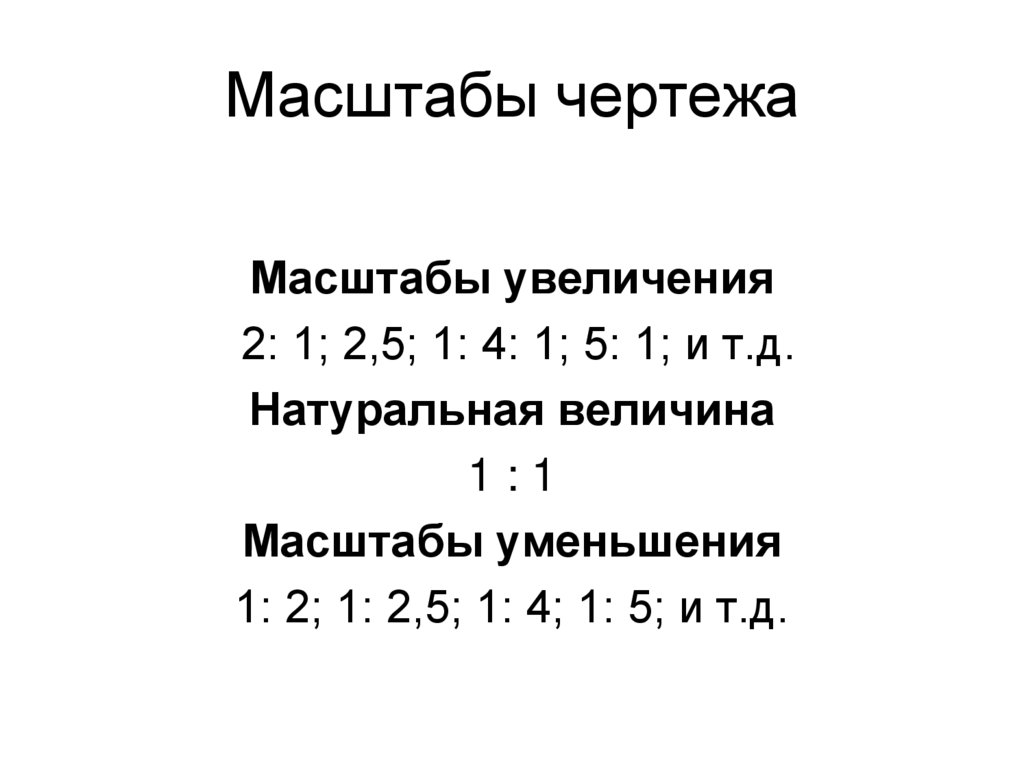 Масштабы чертежа