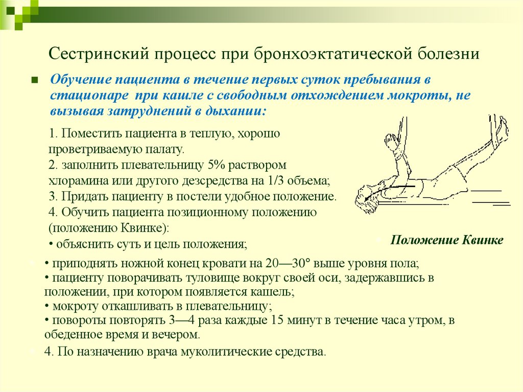 Сестринский процесс при бронхоэктатической болезни