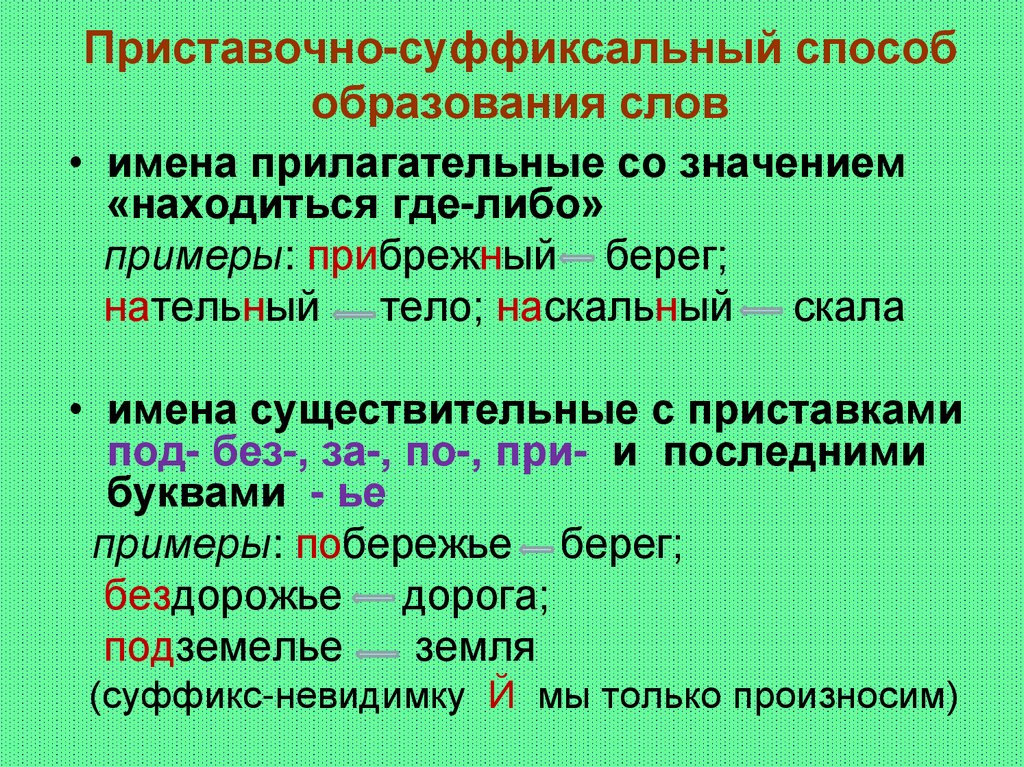 Приставочно-суффиксальный способ образования слов