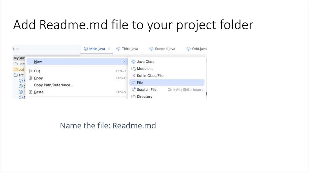 Add Readme.md file to your project folder