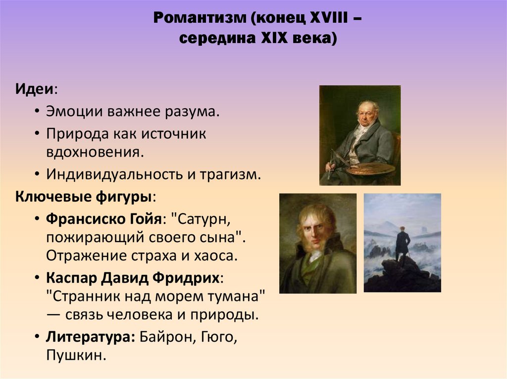 Романтизм (конец XVIII – середина XIX века)